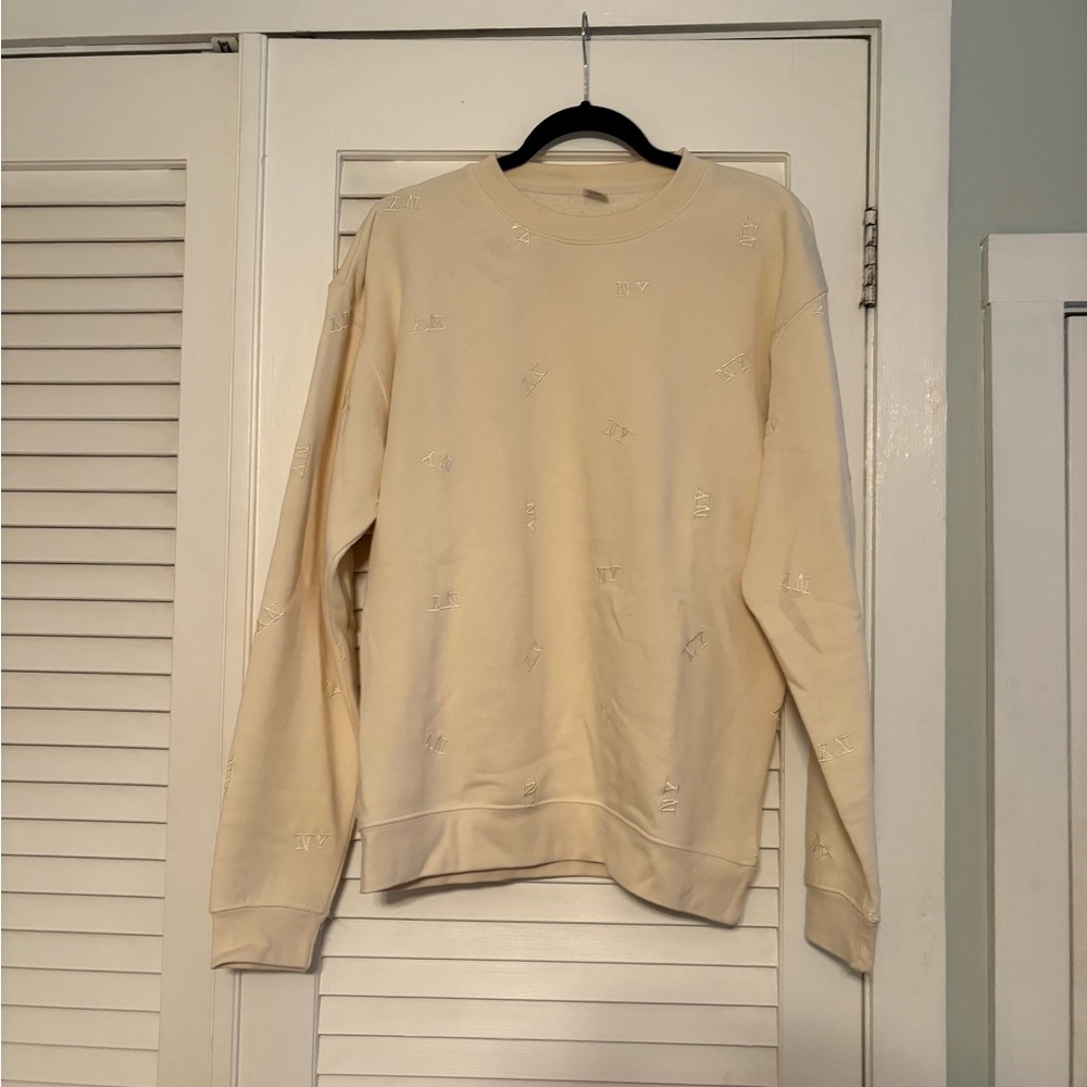 NY Branded Cream Crew Neck Sweatshirt